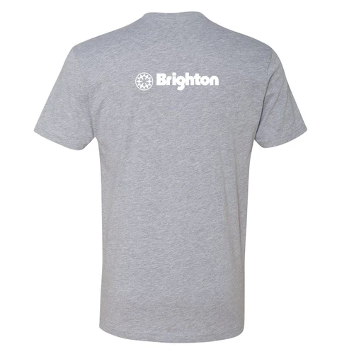 Brighton Adult T-Shirt White Chest and Back Logo Heather Grey - Image 4