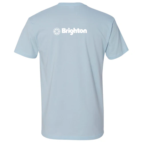 Brighton Adult T-Shirt White Chest and Back Logo Light Blue - Image 4