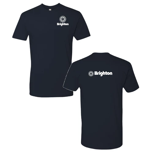Brighton Adult T-Shirt White Chest and Back Logo Midnight Navy