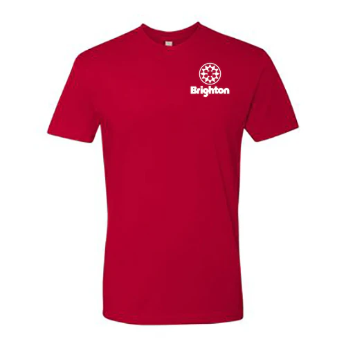 Brighton Adult T-Shirt White Chest and Back Logo Red - Image 2