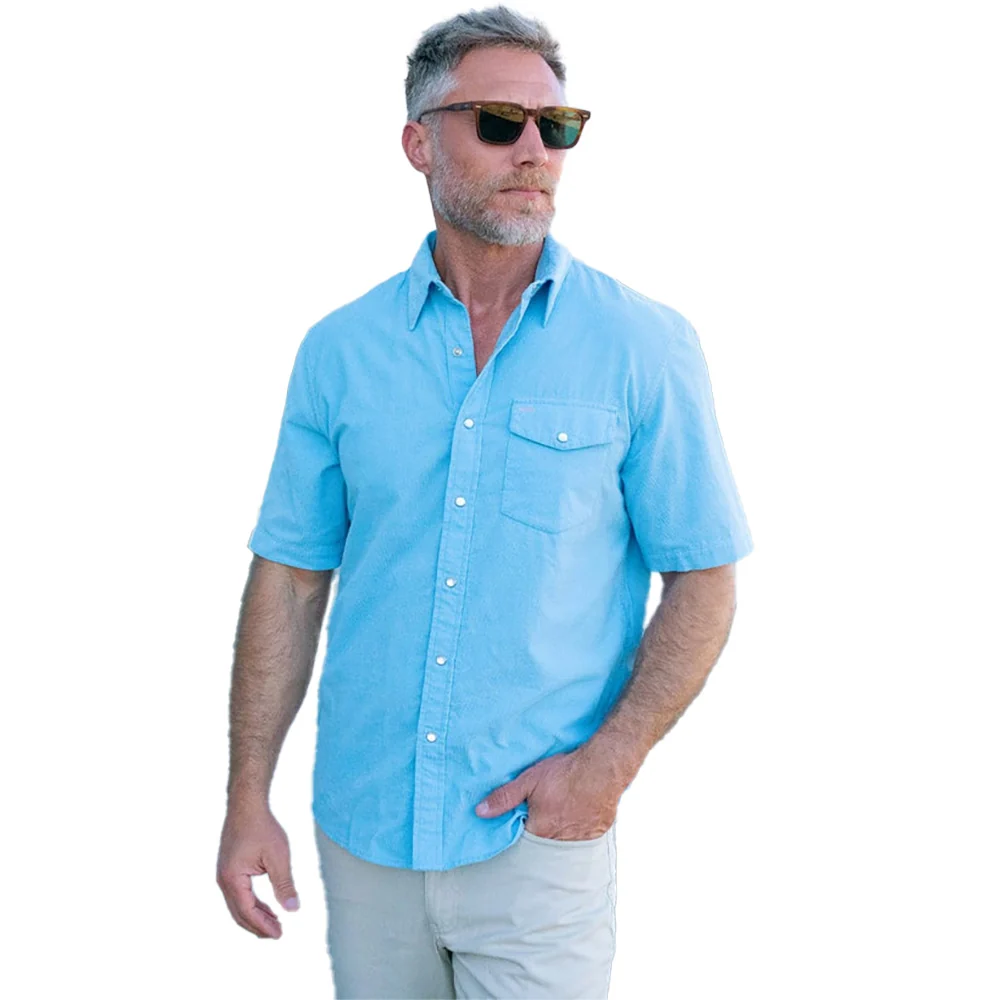 Criquet Men's Short Sleeve Corduroy Pearl Snap Shirt