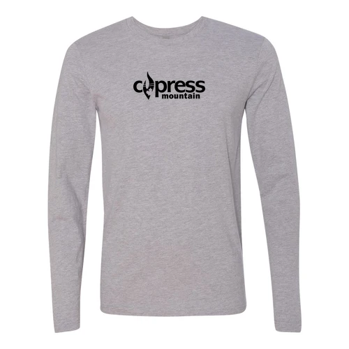 Cypress Adult Long Sleeve Black Chest Logo Heather Grey