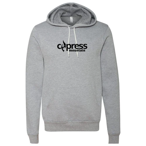 Cypress Adult Hoodie Black Chest Logo Athletic Heather