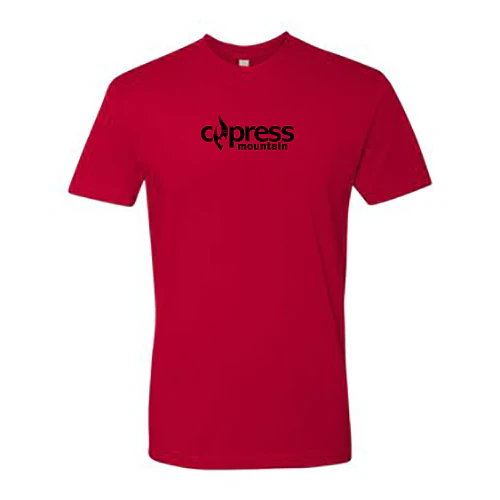 Cypress Adult T-Shirt Black Chest Logo Red