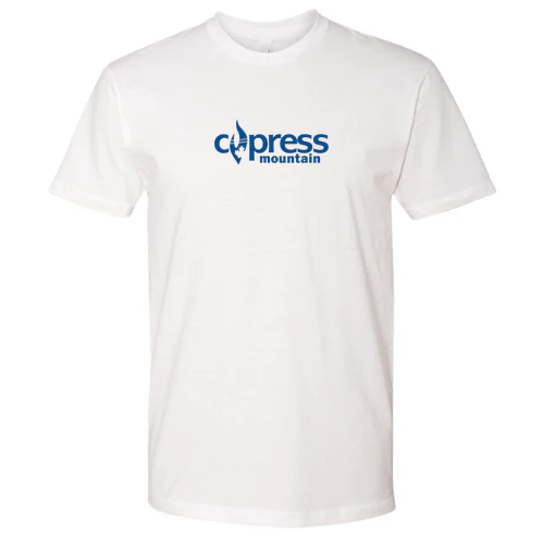 Cypress Adult T-Shirt Blue Chest Logo White