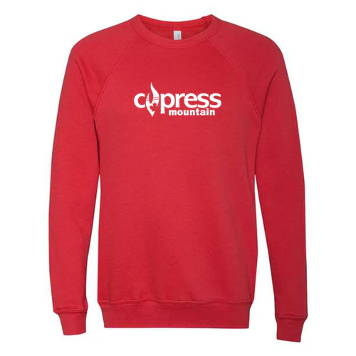 Cypress Adult Crewneck White Chest Logo Red
