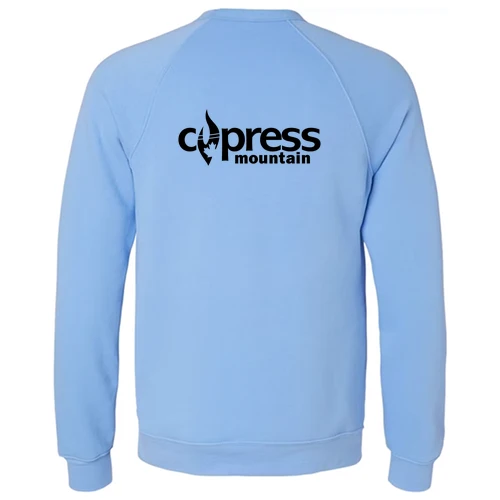 Cypress Adult Crewneck Black Chest and Back Logo Carolina Blue - Image 4
