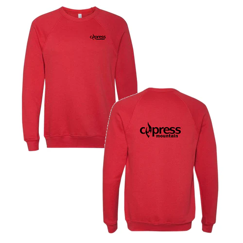 Cypress Adult Crewneck Black Chest and Back Logo Red