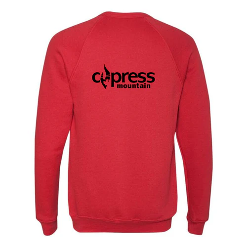 Cypress Adult Crewneck Black Chest and Back Logo Red - Image 4
