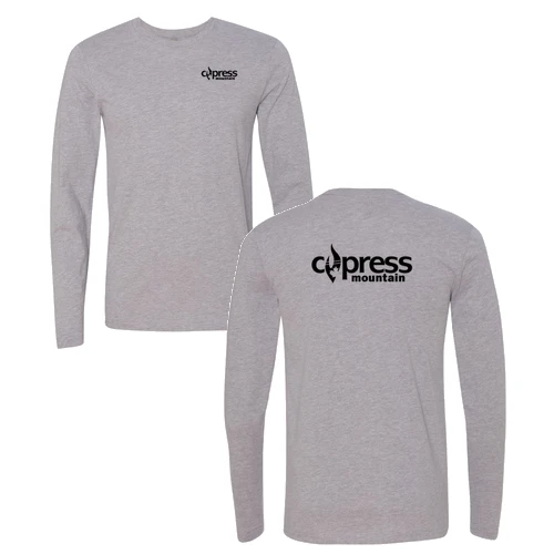 Cypress Adult Long Sleeve Black Chest and Back Logo Heather Grey
