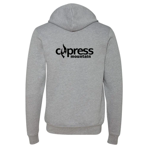 Cypress Adult Hoodie Black Chest and Back Logo Athletic Heather - Image 4