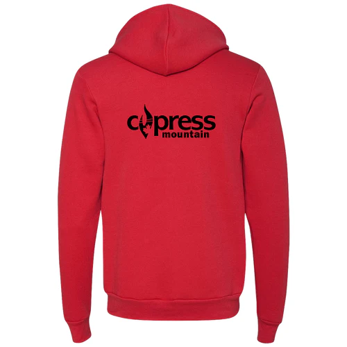 Cypress Adult Hoodie Black Chest and Back Logo Red - Image 4