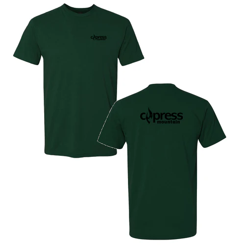 Cypress Adult T-Shirt Black Chest and Back Logo Forest