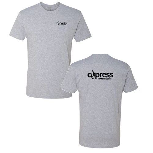 Cypress Adult T-Shirt Black Chest and Back Logo Heather Grey