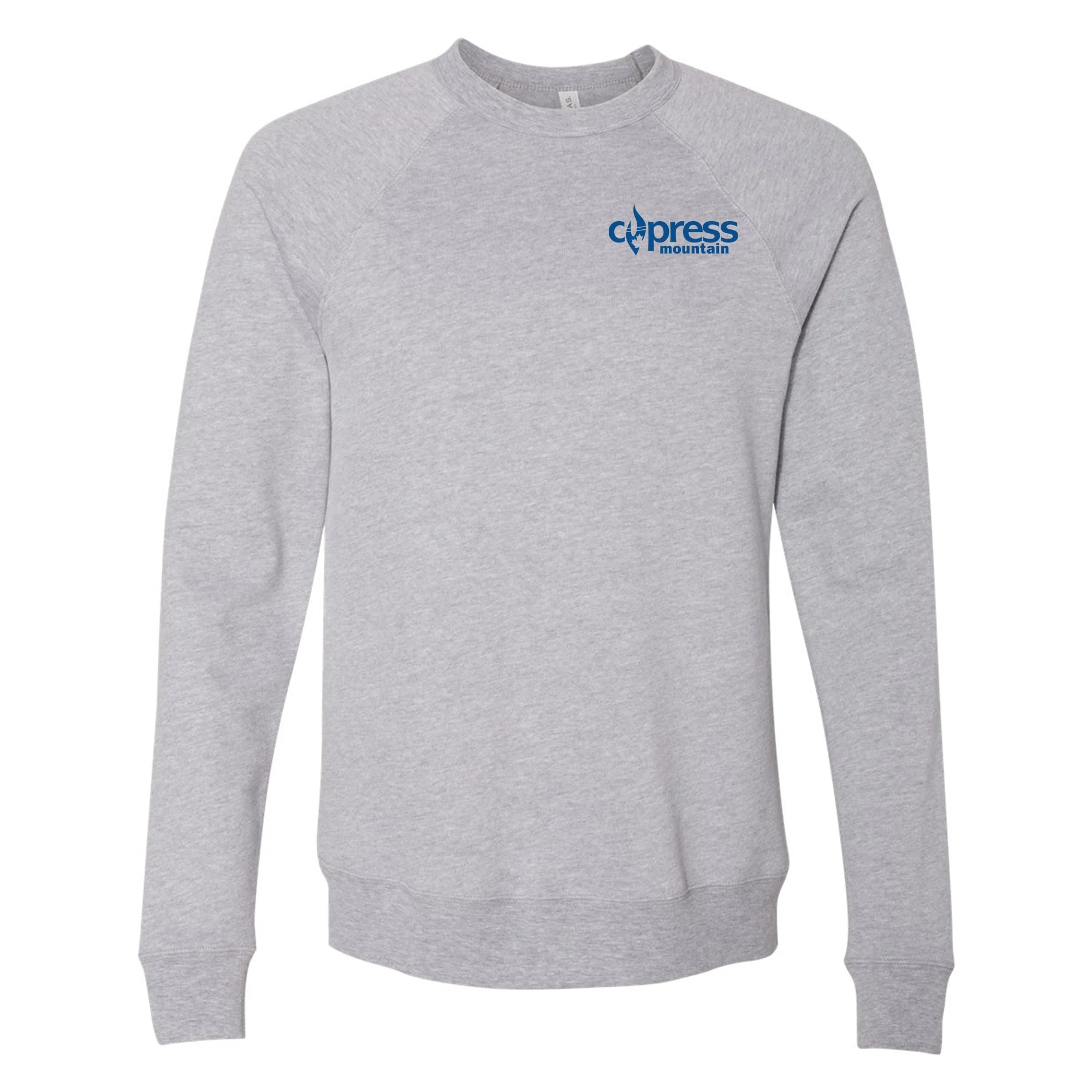 Cypress Adult Crewneck Blue Chest and Back Logo Athletic Heather - Image 2