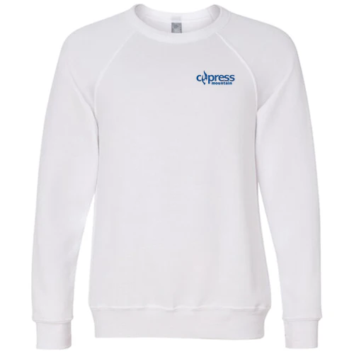 Cypress Adult Crewneck Blue Chest and Back Logo White - Image 2