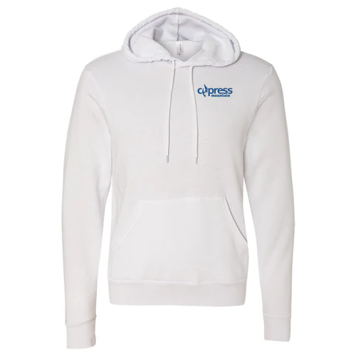 Cypress Adult Hoodie Blue Chest and Back Logo White - Image 2