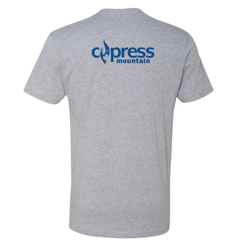 Cypress Adult T-Shirt Blue Chest and Back Logo Heather Grey - Image 4