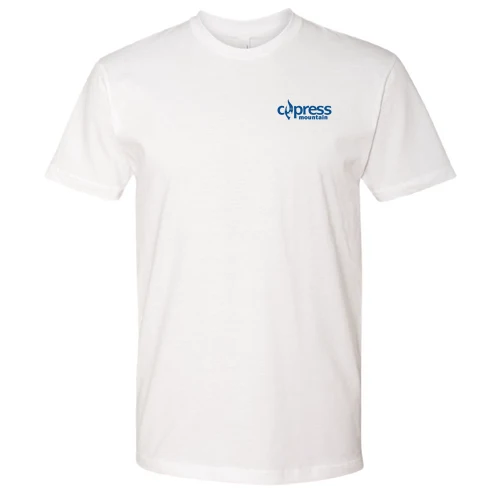 Cypress Adult T-Shirt Blue Chest and Back Logo White - Image 2