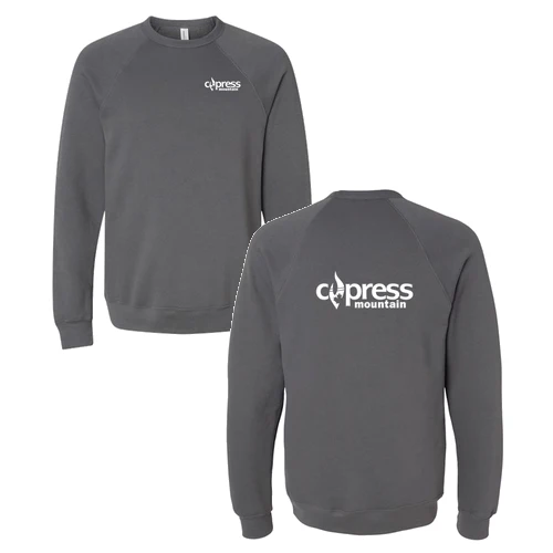 Cypress Adult Crewneck White Chest and Back Logo Asphalt