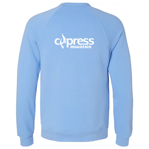 Cypress Adult Crewneck White Chest and Back Logo Carolina Blue - Image 4