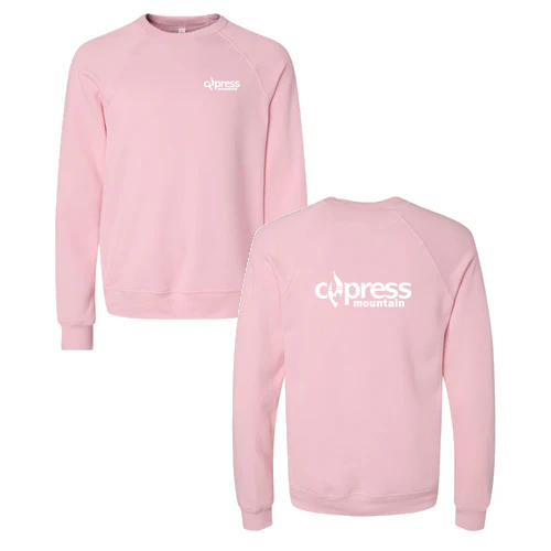 Cypress Adult Crewneck White Chest and Back Logo Pink