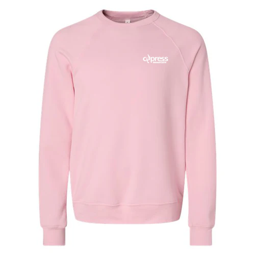 Cypress Adult Crewneck White Chest and Back Logo Pink - Image 2