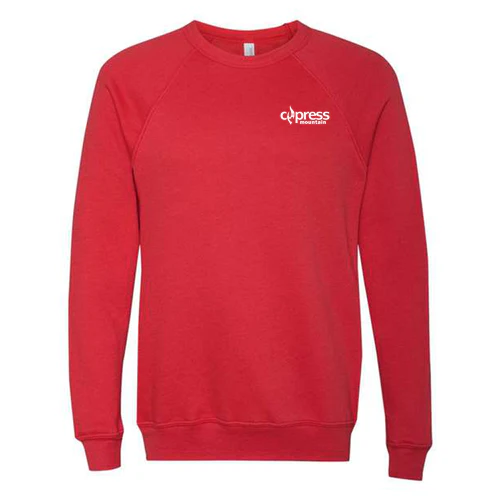 Cypress Adult Crewneck White Chest and Back Logo Red - Image 2