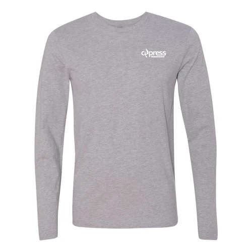 Cypress Adult Long Sleeve White Chest and Back Logo Heather Grey - Image 2