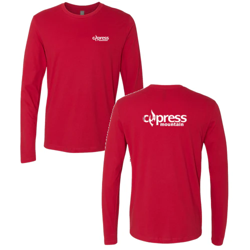 Cypress Adult Long Sleeve White Chest and Back Logo Red