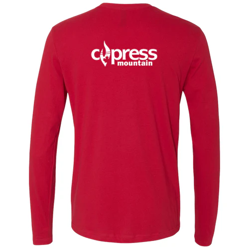Cypress Adult Long Sleeve White Chest and Back Logo Red - Image 4