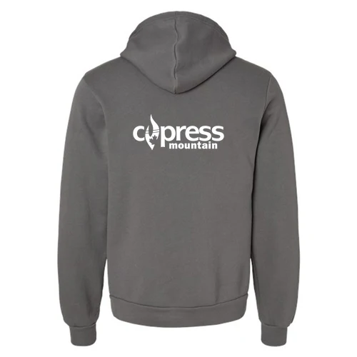 Cypress Adult Hoodie White Chest and Back Logo Asphalt - Image 4