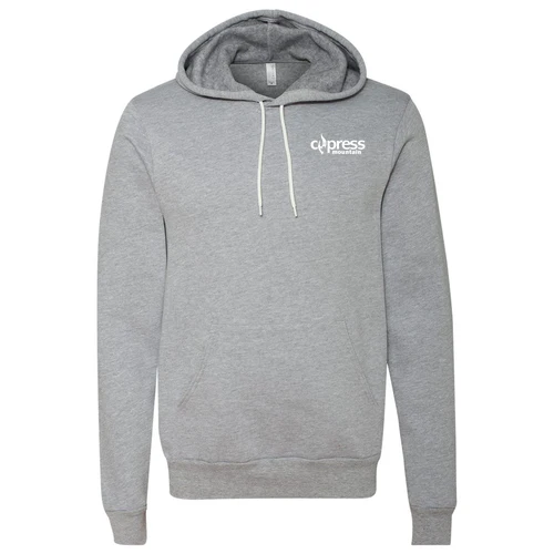 Cypress Adult Hoodie White Chest and Back Logo Athletic Heather - Image 2