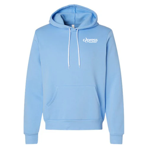 Cypress Adult Hoodie White Chest and Back Logo Carolina Blue - Image 2
