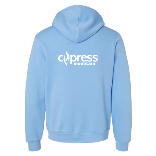 Cypress Adult Hoodie White Chest and Back Logo Carolina Blue - Image 4