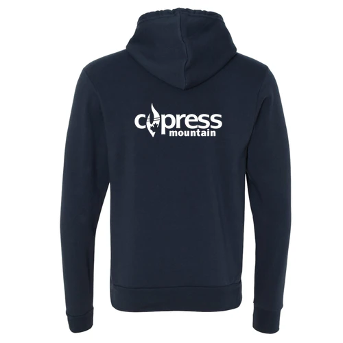Cypress Adult Hoodie White Chest and Back Logo Navy - Image 4