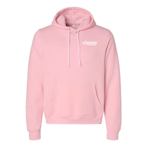 Cypress Adult Hoodie White Chest and Back Logo Pink - Image 2