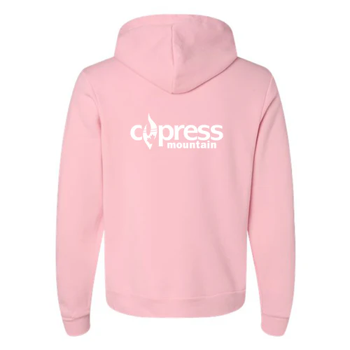 Cypress Adult Hoodie White Chest and Back Logo Pink - Image 4
