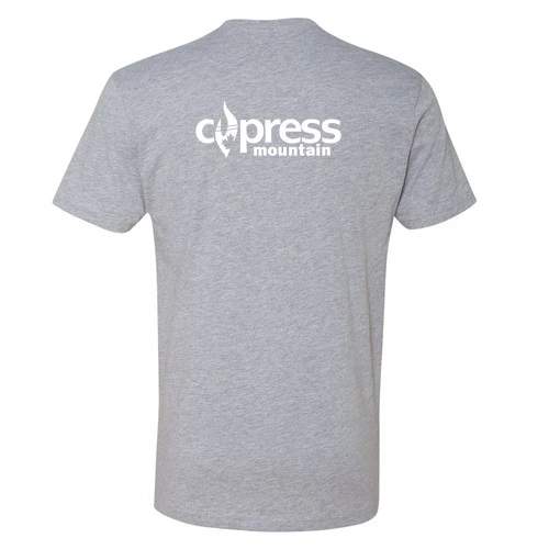 Cypress Adult T-Shirt White Chest and Back Logo Heather Grey - Image 4