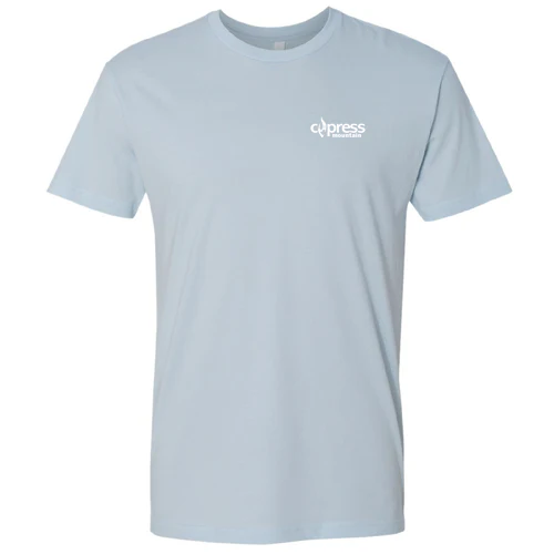 Cypress Adult T-Shirt White Chest and Back Logo Light Blue - Image 2