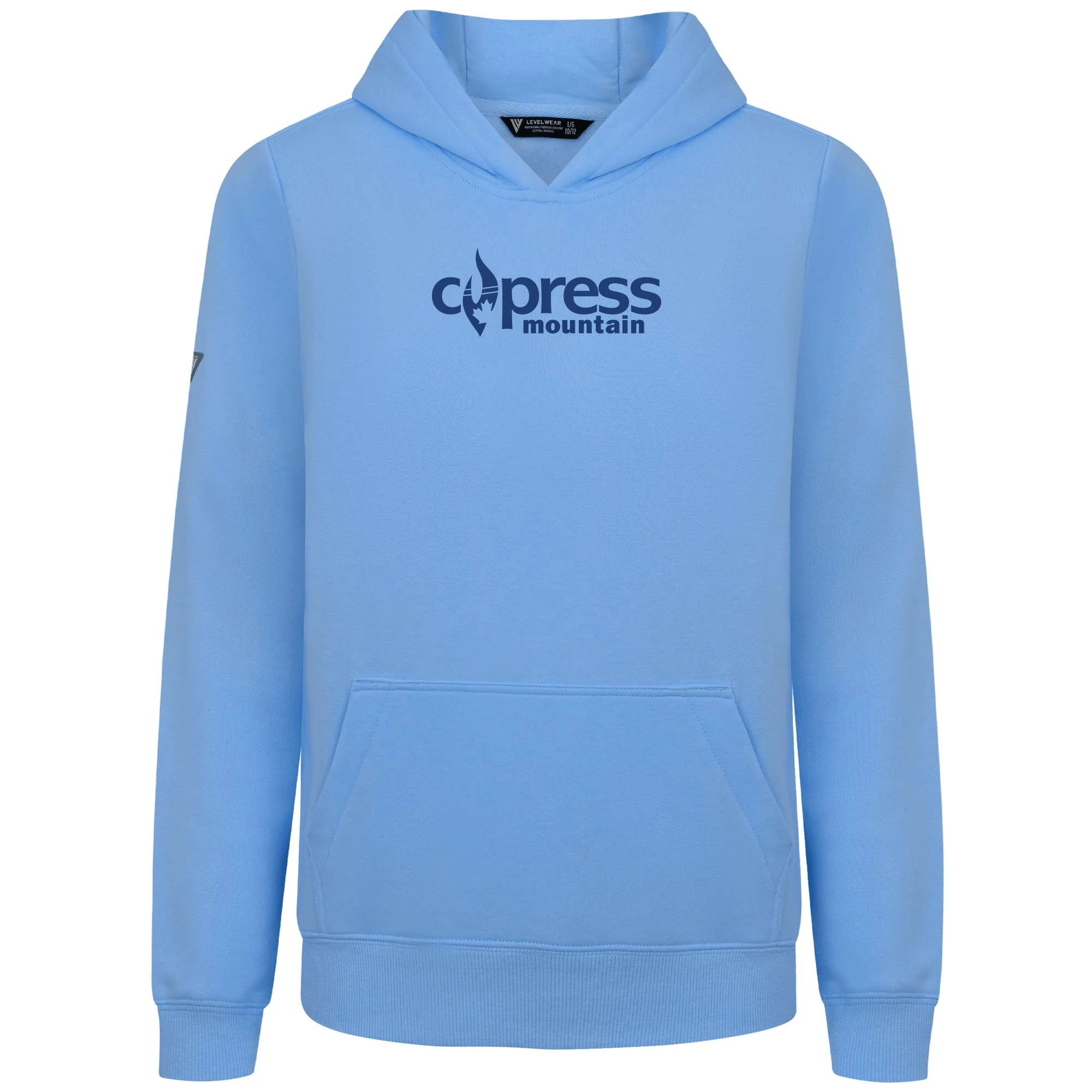 Cypress Kid's Hoody Blue Chest Logo - Image 3