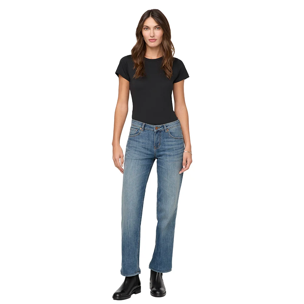 DUER Women's Performance Denim Mid Rise Straight Pants 30in - Image 5