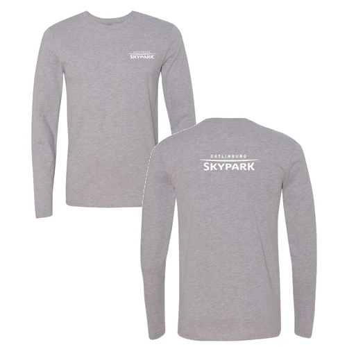 Gatlinburg SkyPark Adult Long Sleeve White Chest and Back Logo Heather Grey