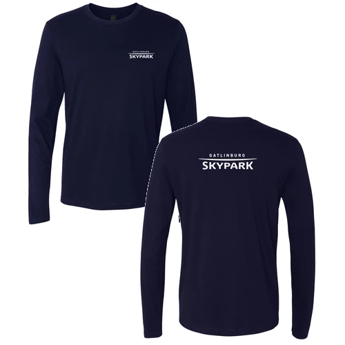 Gatlinburg SkyPark Adult Long Sleeve White Chest and Back Logo Navy