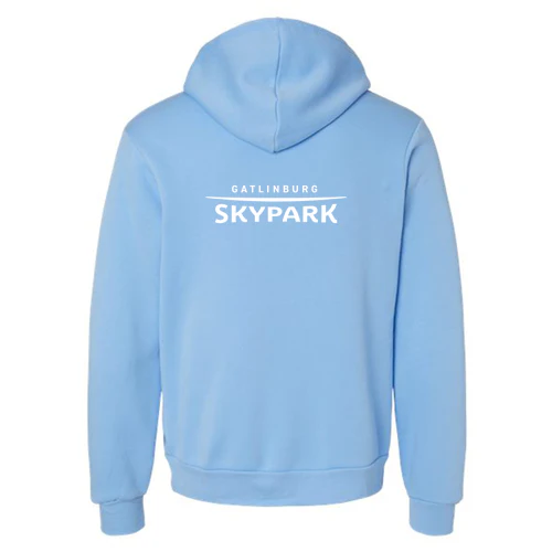 Gatlinburg SkyPark Adult Hoodie White Chest and Back Logo Carolina Blue - Image 4