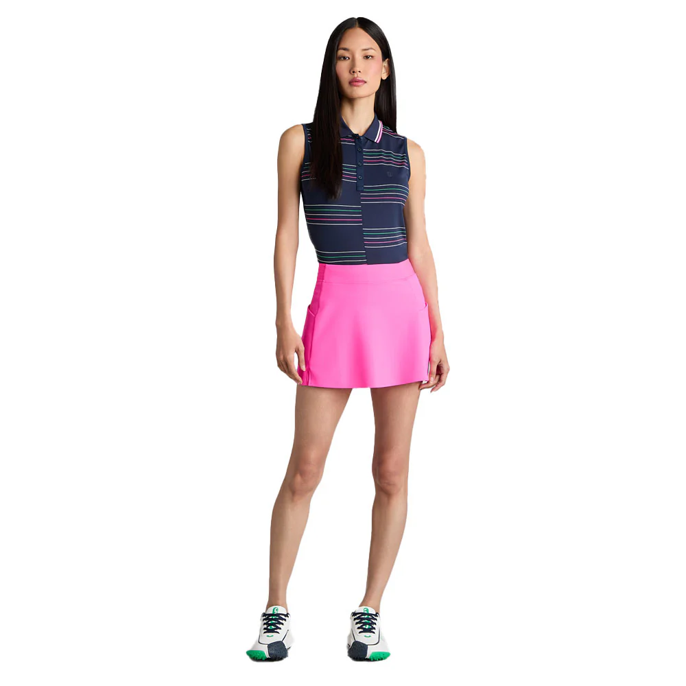 G/Fore Women's Offset Stripe Tech Pique Sleeveless Polo - Image 2