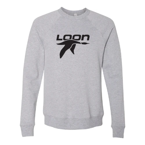 Loon Mountain Adult Crewneck Black Chest Logo Athletic Heather