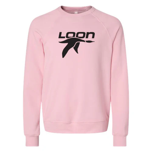 Loon Mountain Adult Crewneck Black Chest Logo Pink