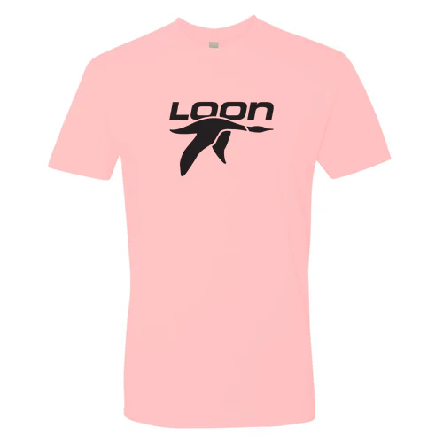 Loon Mountain Adult T-Shirt Black Chest Logo Light Pink