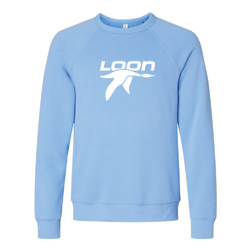 Loon Mountain Adult Crewneck White Chest Logo Carolina Blue